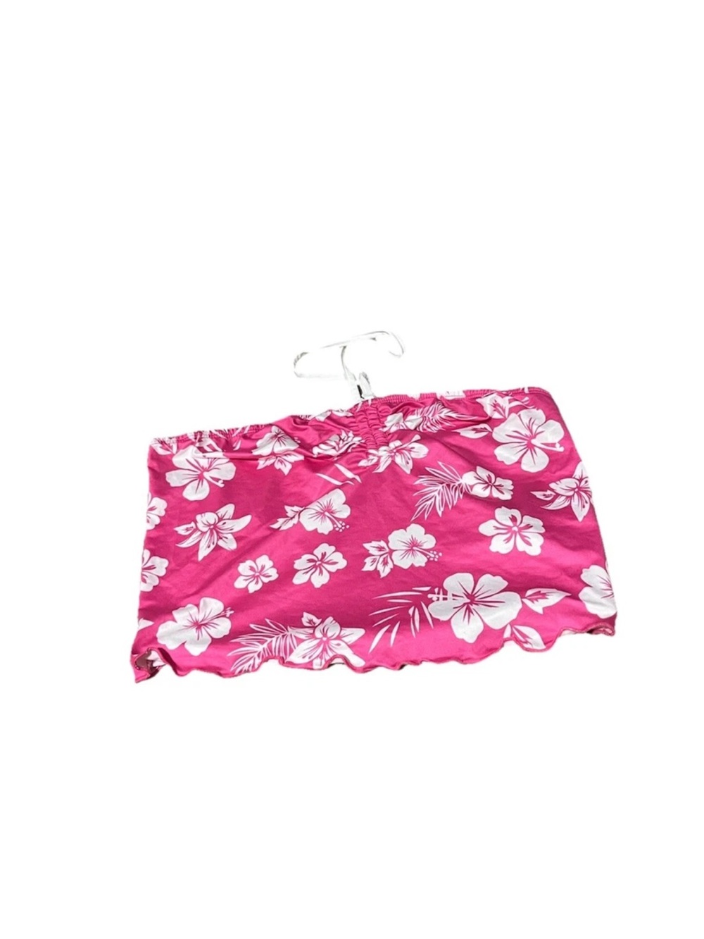 SHEIN Pink Floral Bandeau Top with White Hibiscus